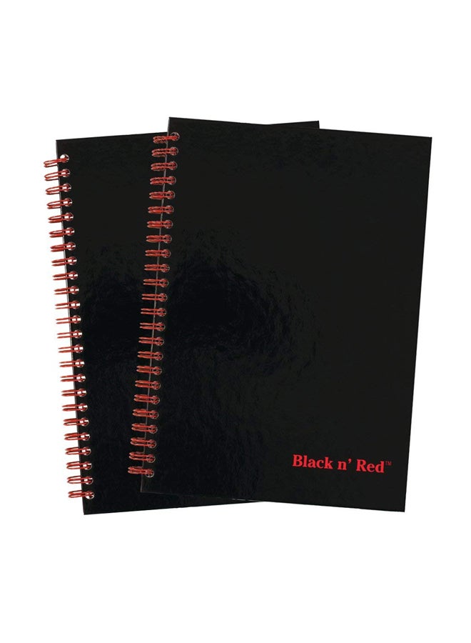 بلاك آند ريد مجموعة من دفترين مسطرين بسلك مزدوج وأغلفة صلبة أسود/أحمر - Image 1