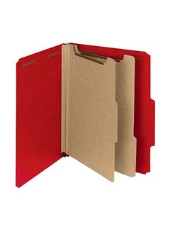 Smead 10-Piece Heavy Duty Recycled Pressboard Classification Folder Red/Beige  - Image 2