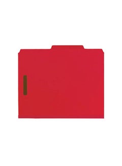Smead 10-Piece Heavy Duty Recycled Pressboard Classification Folder Red/Beige  - Image 1