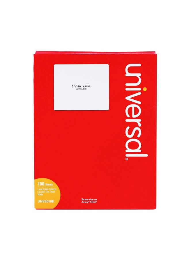 UNIVERSAL 600-Piece Laser Printer Permanent Labels White  - Image 1