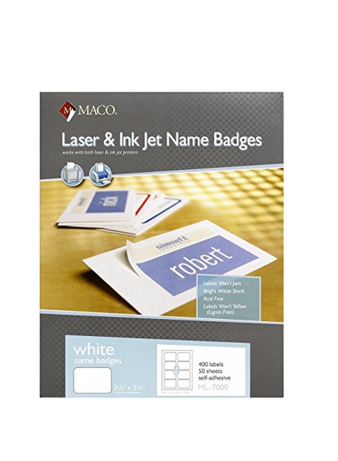 Maco 400-Piece Laser/Ink Jet Name Badges White - Image 2