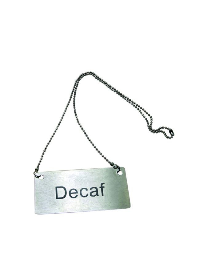 أبديت إنترناشونال سلسلة تحمل شارة بكلمة" Decaf " فضي - Image 1