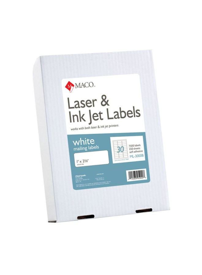 ماكو بطاقات عناوين لطابعات الليزر والطابعات النافثة للحبر من 7500 قطعة أبيض - Image 1