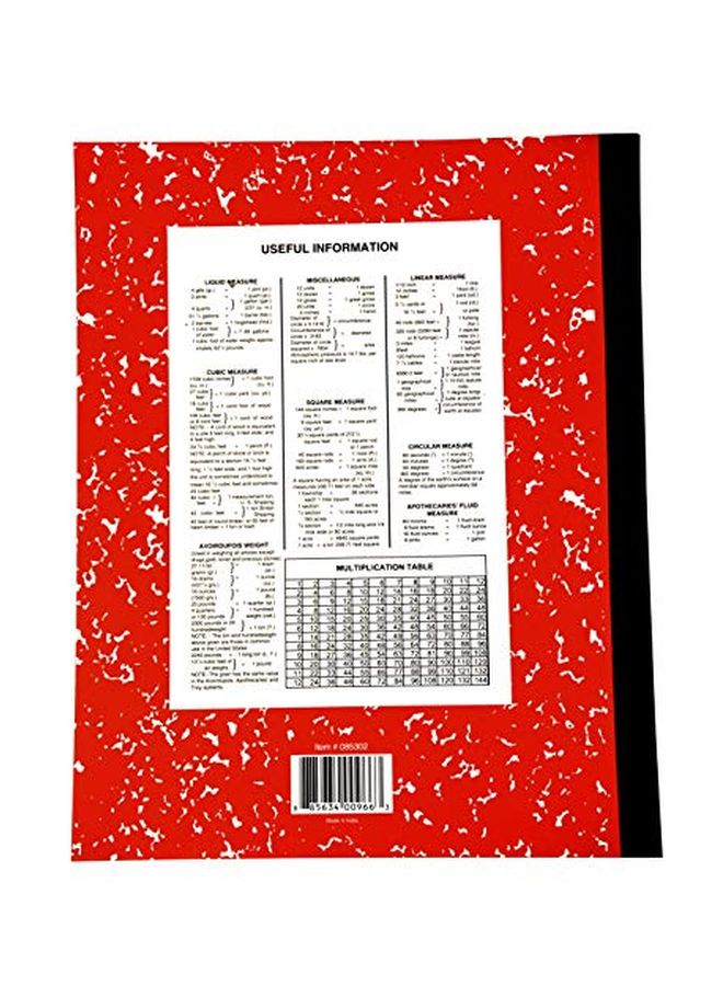 School Smart - Grade 3 Ruled Composition Notebook Red - Image 1