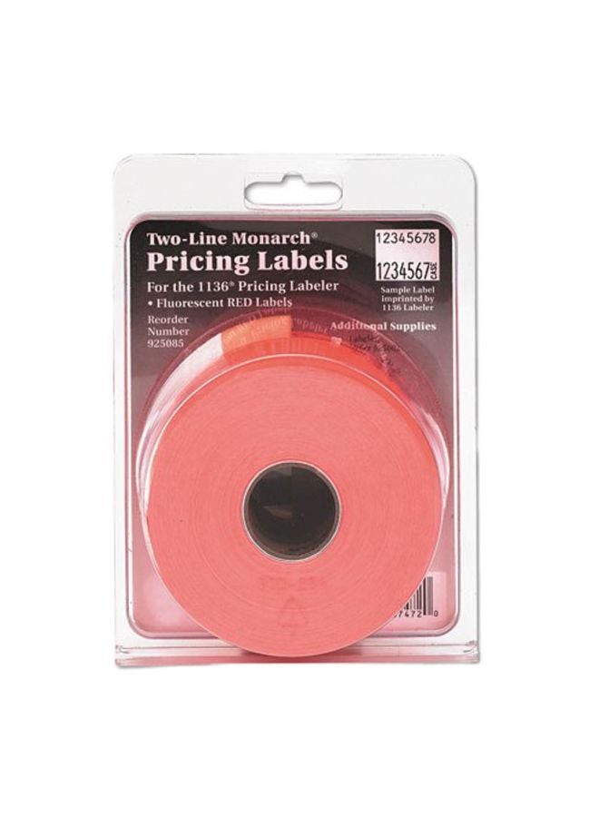3500-Piece Two-Line Easy-Load Pricemarker Labels Fluorescent Red