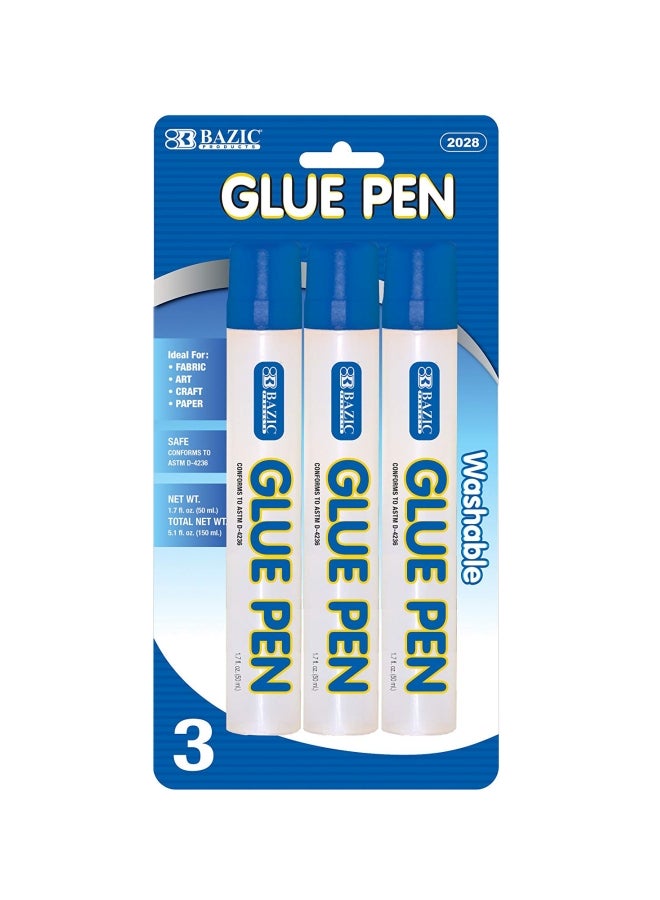 3-Piece Glue Pen Set Blue/White