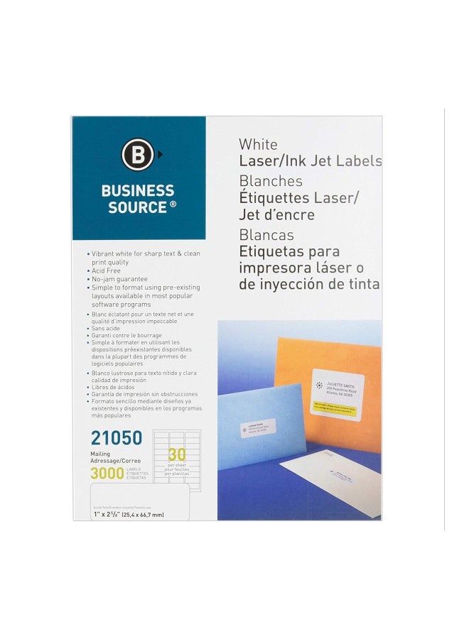 Business Source 3000-Piece Mailing Laser Label White - Image 1
