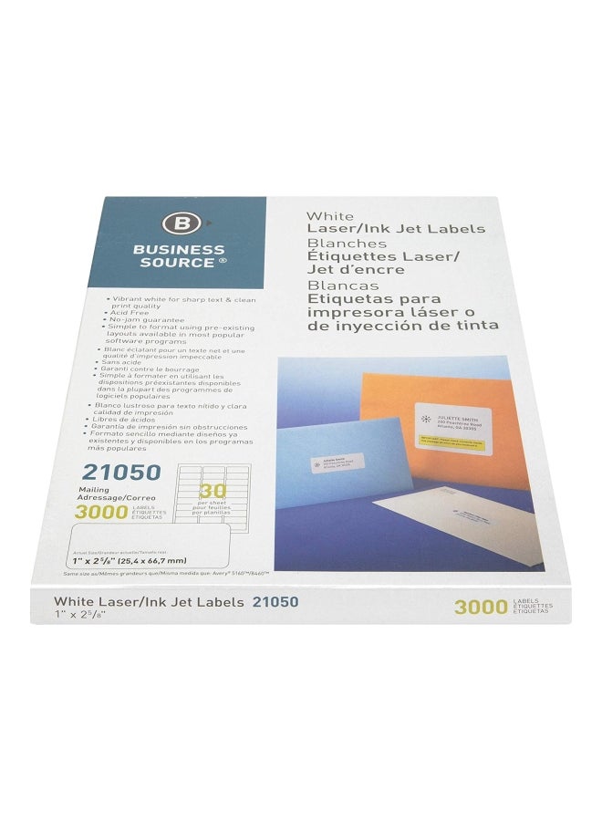 Business Source 3000-Piece Mailing Laser Label White - Image 2