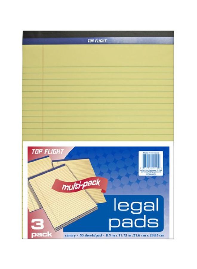 Top Flight - 3-Piece Legal Pad Canary Yellow - Image 1