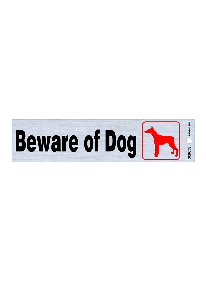 Hillman Beware Of Dog Self Adhesive Sign Grey/Black/Red 