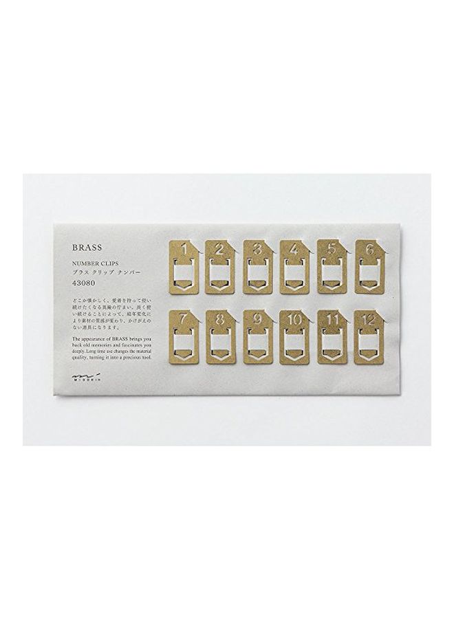 Midori Way - 12-Piece Brass Clip Set Beige - Image 1