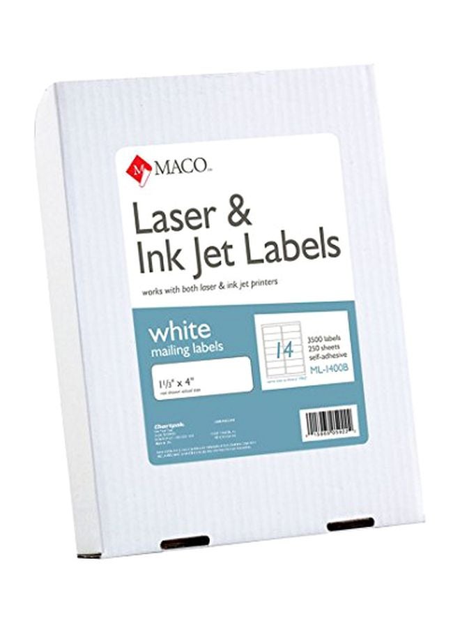 ماكو - 3500-Piece Inkjet Address Label Set White - Image 1