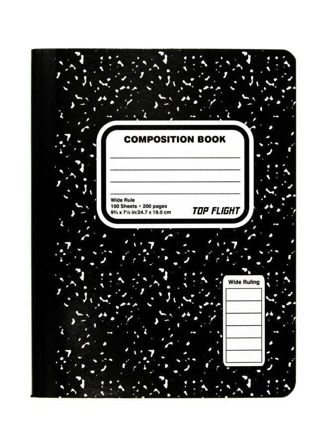 Top Flight 100 Sheets Sewn Composition Notebook Black/White 