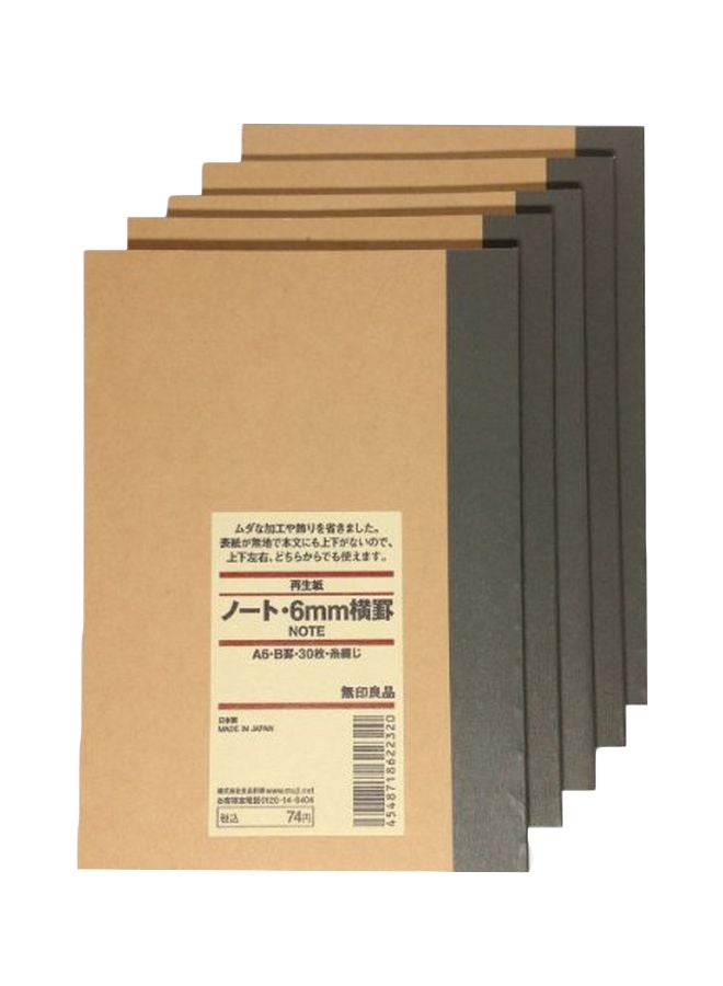 MUJI 5-Piece A6 Ruled Notebook Multicolour 