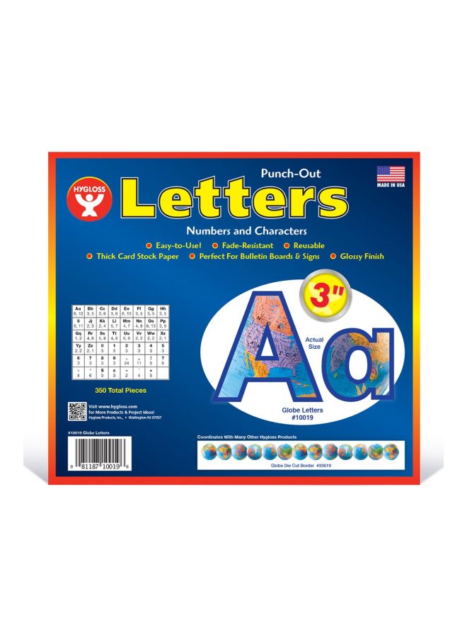 Hygloss 350-Piece Globe Printed Bulletin Board Letters And Number Set Blue/Yellow/Red - Image 4