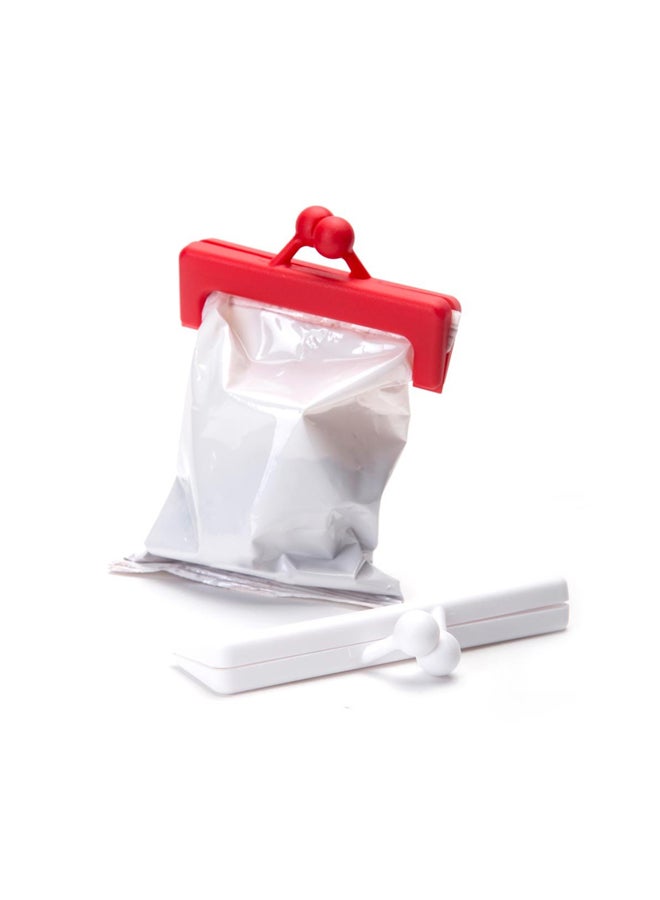 PELEG DESIGN 2-Piece Bag Clip Set Red/White - Image 2