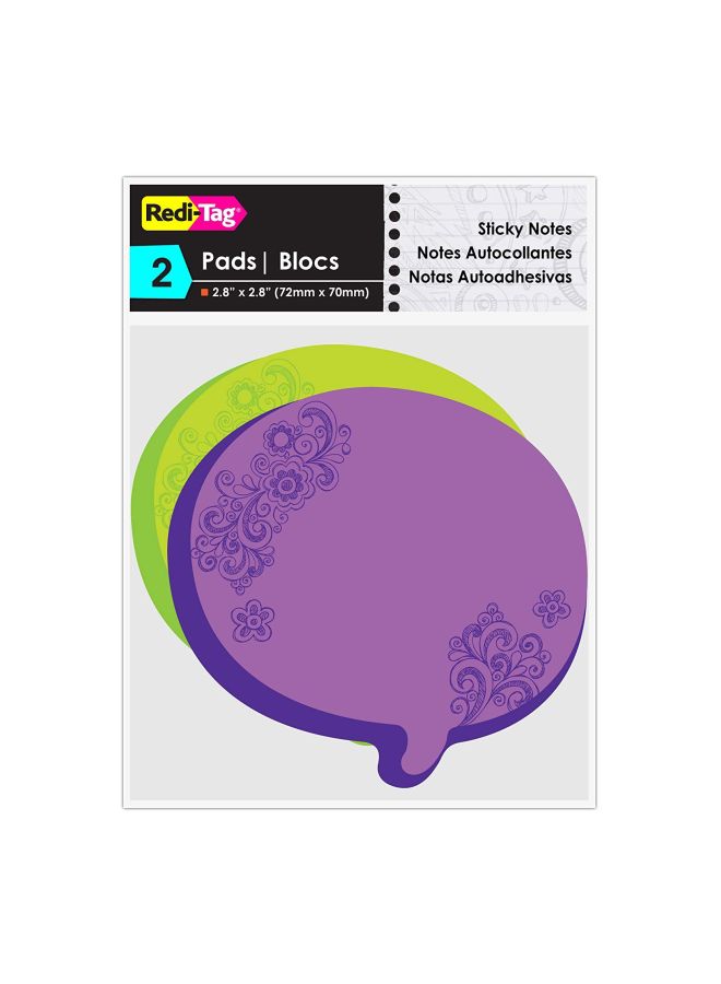 Redi-Tag 2-Piece Thought Bubble Stickey Note Green/Purple - Image 3