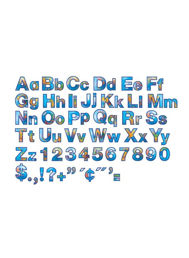 Hygloss 350-Piece Globe Printed Bulletin Board Letters And Number Set Blue/Yellow/Red - Image 1