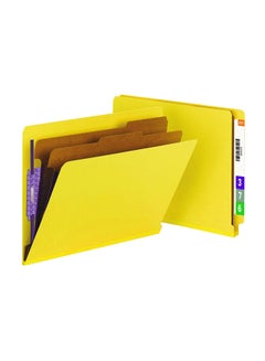 Smead 10-Piece End Tab Pressboard Classification File Folder Yellow  - Image 1