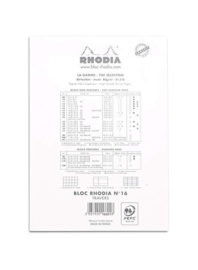 Rhodia - Rhodia Basics White Head Stapled Pads 14.8Cm*21Cm 80G 80Sheet N16 No.16601C White - Image 1
