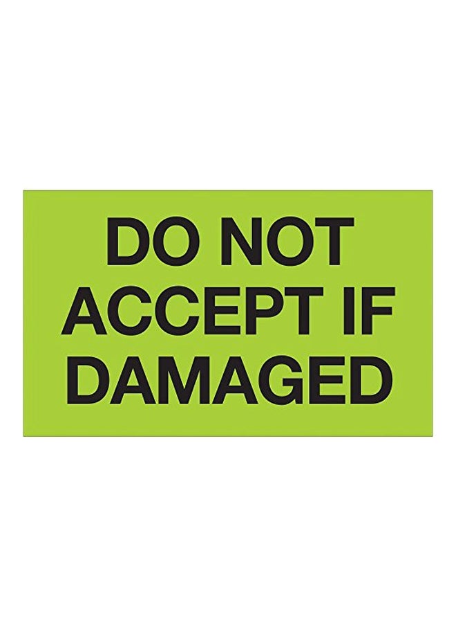 Tape Logic - 500-Piece Do Not Accept If Damaged Printed Handling Label Roll Fluorescent Green/Black - Image 1