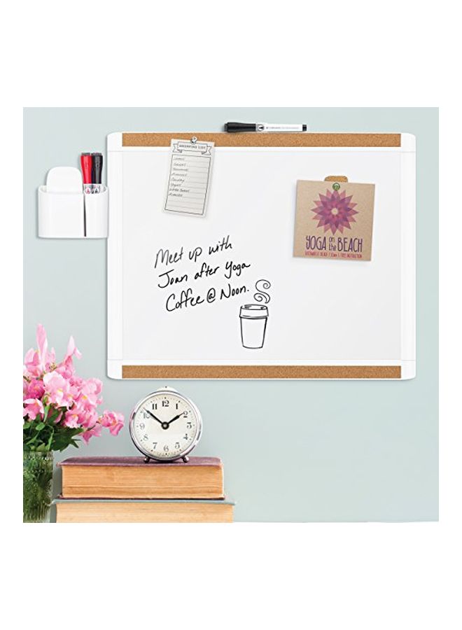 U Brands - Magnetic Dry Erase Board White/Brown - Image 1