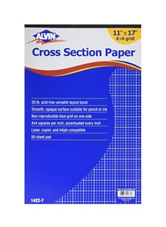 Alvin 50-Sheet Cross Section Graph Paper Pad Blue/White/Red 