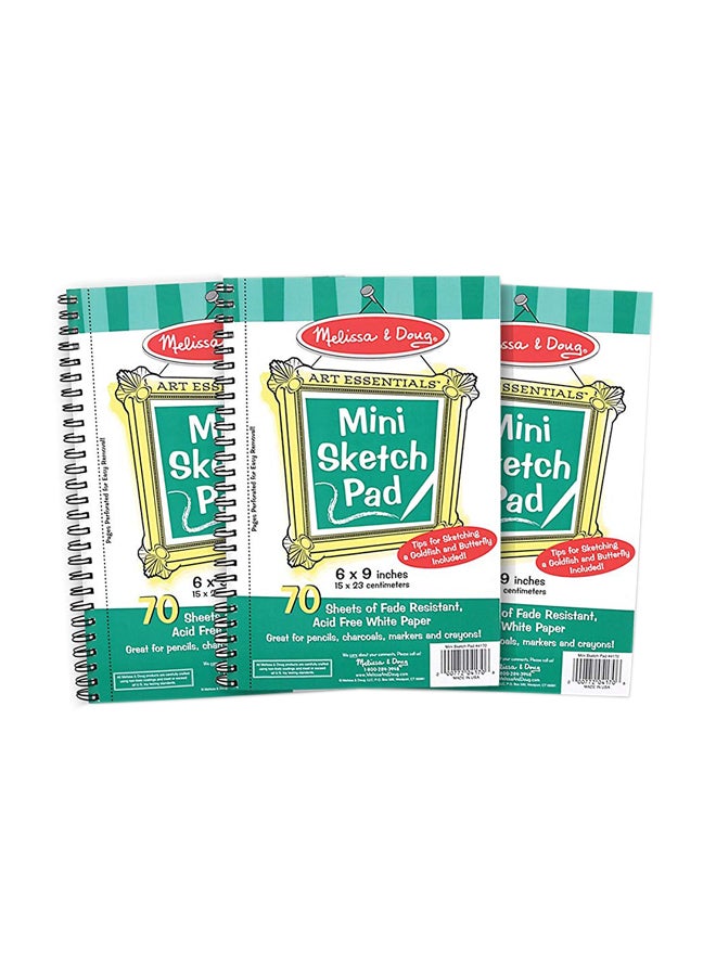 3-Piece Mini Sketch Pad Green/Yellow/Red