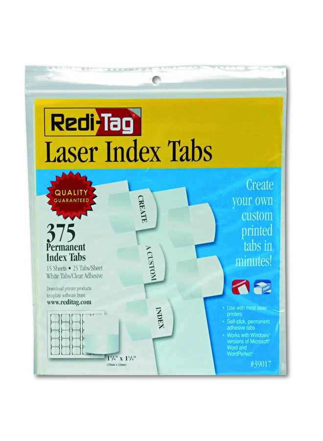 Redi-Tag - 375-Piece Laser Index Tab Set White - Image 1
