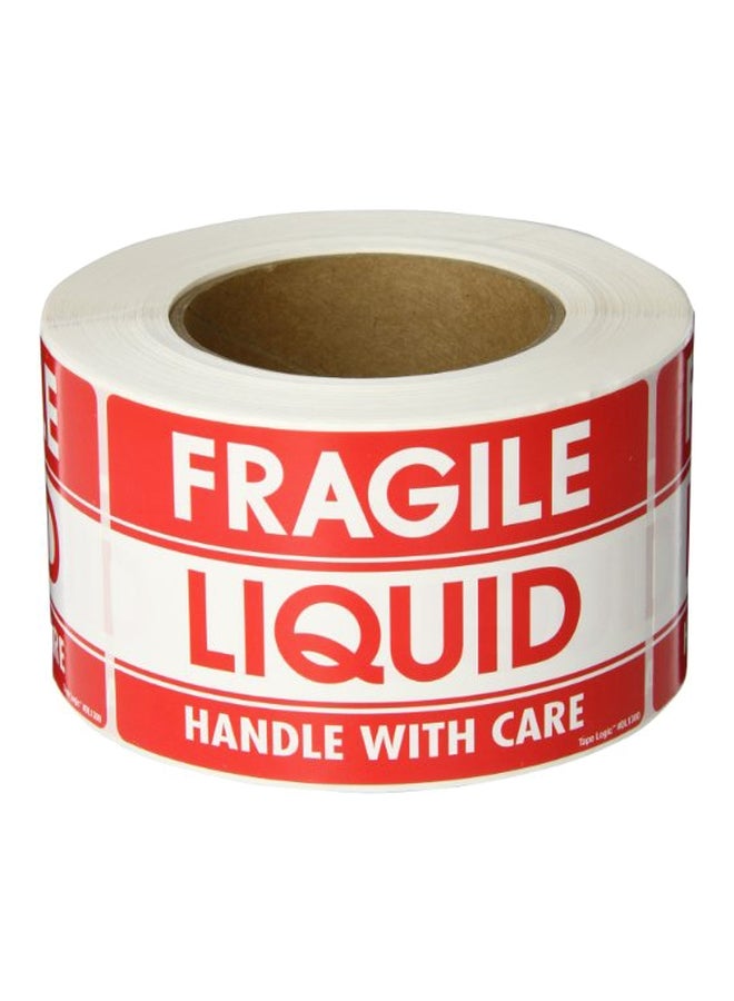 Fragile-Liquid-Handle With Care Printed Shipping Label Roll White/Red