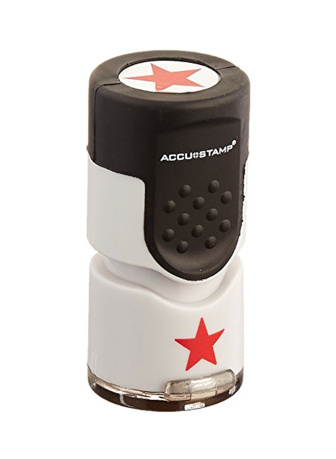 AccuStamp Star Symbol Pre-Inked Round Stamp White/Brown/Red - Image 1