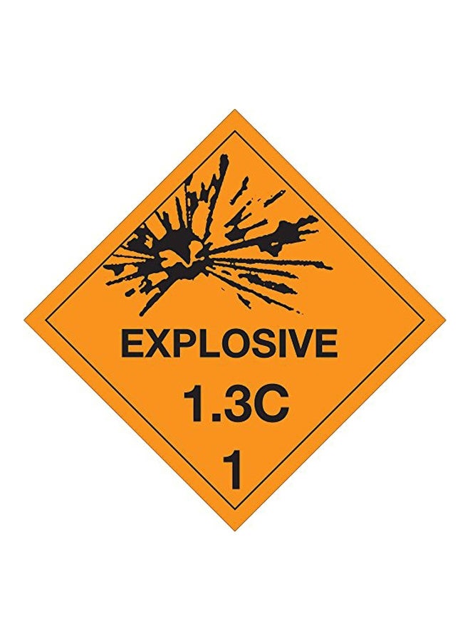 500-Piece Explosive 1.3C 1 Printed Sensitive Label Orange/Black