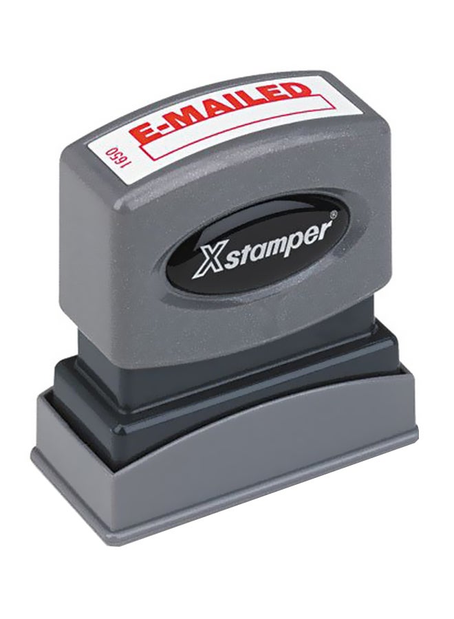 E-Mailed With Space Signed Stamped Pre-Inked Laser Engraved Rubber Stamp Grey/Black