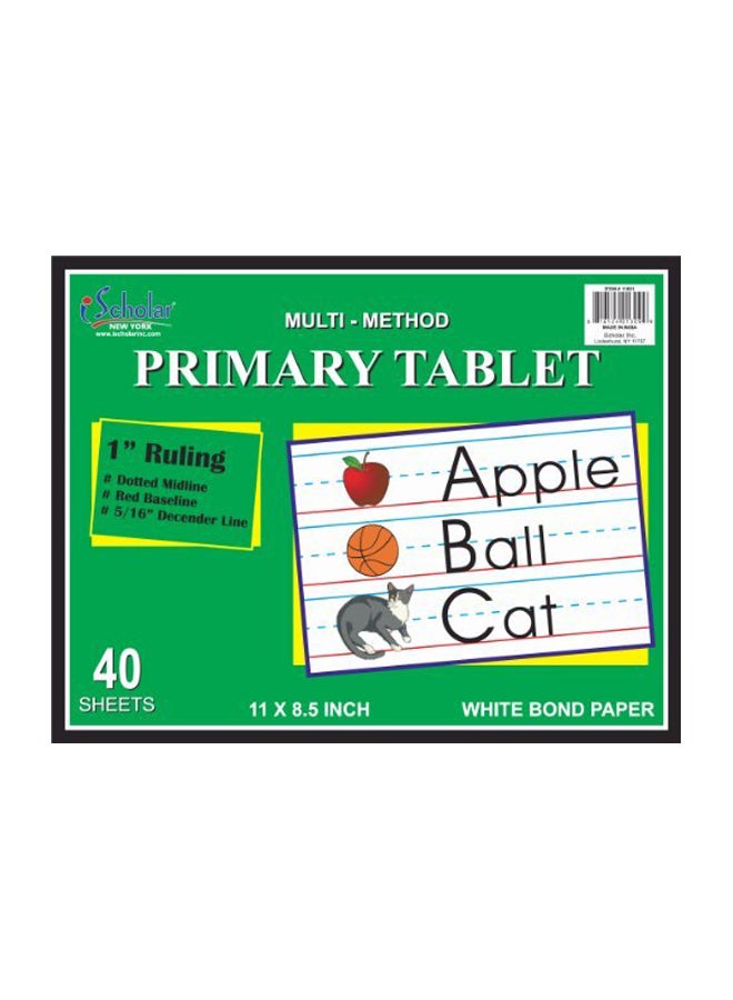 iScholar 40-Sheet Multi-Method Primary Tablet Green - Image 1