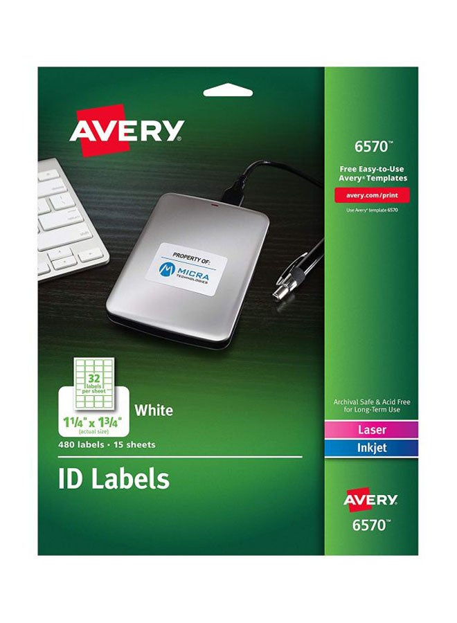 AVERY 480-Piece ID Labels Red/White  - Image 1