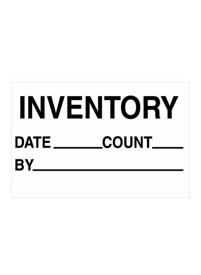بكرة ملصقات تسمية مطبوعة بكلمة "Inventory" من 500 قطعة أبيض/أسود