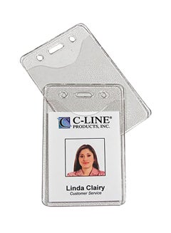 C-Line 100-Piece Heavy Duty Vinyl Badge Holder Transparent 