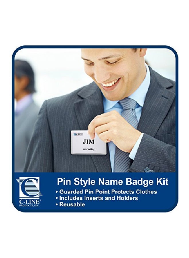 C-Line 100-Piece Pin Style Name Badge Holders Clear  - Image 3