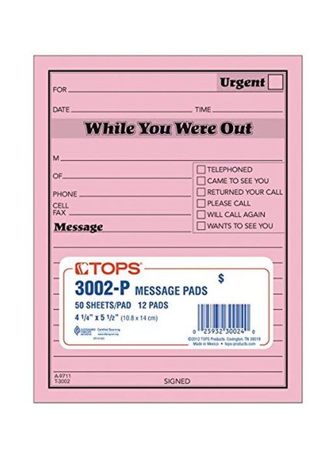 TOPS 12-Piece While You Were Out Message Pads Pink/Black  - Image 1