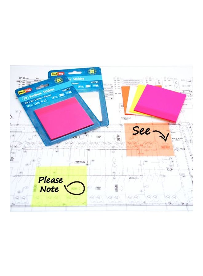 Redi-Tag - Pack Of 50 SeeNote Stickies Clear - Image 1