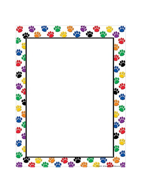 50-Piece Colourful Paw Prints Computer Paper