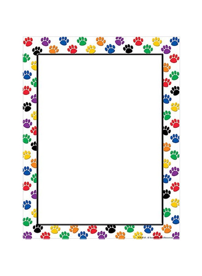 Teacher Created Resources 50-Piece Colourful Paw Prints Computer Paper 