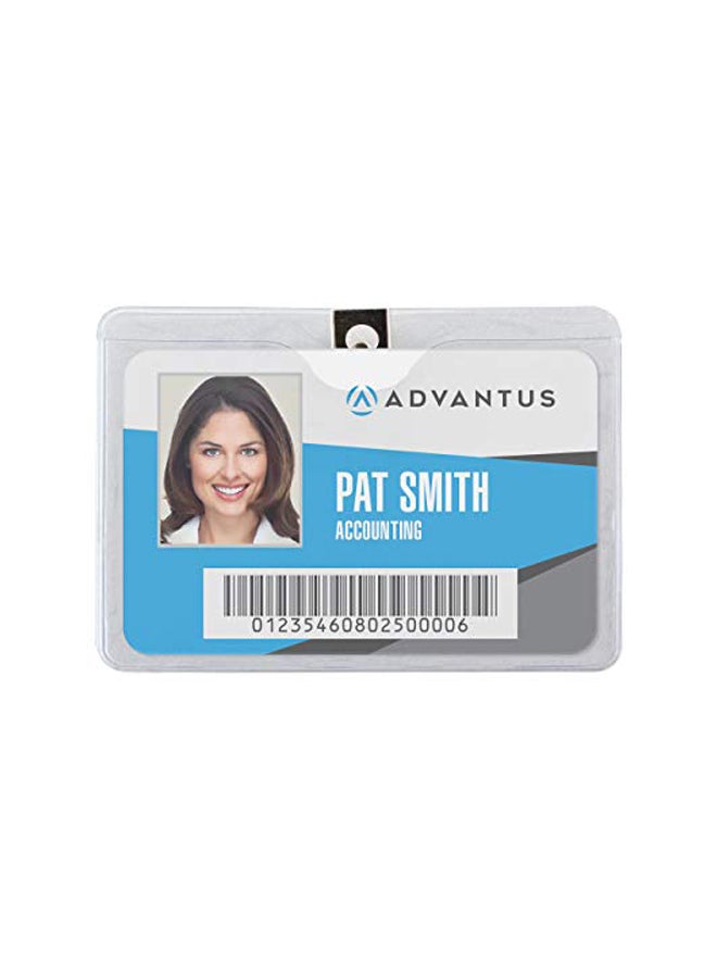 أدفانتوس 50 قطعة من حاملات البطاقة التعريفية مع مشبك شفاف/فضي - Image 2