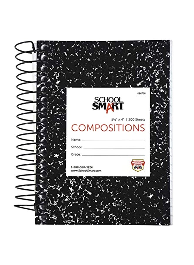 School Smart Ruled Spiral Notebook Black/White/Blue - Image 1