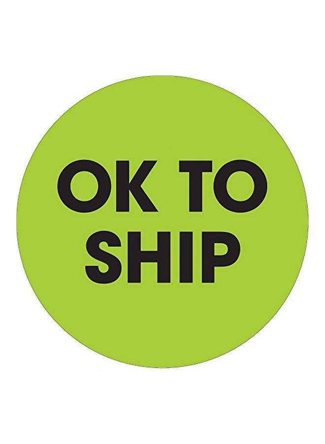 500-Piece Ok To Ship Printed Label Roll Green/Black