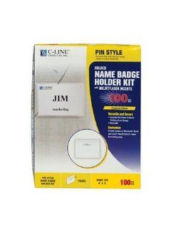 C-Line 100-Piece Pin Style Name Badge Holders Clear  - Image 2