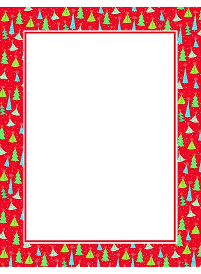 25-Sheet Christmas Tree Border Printed Letterhead Paper