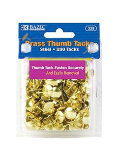 Bazic 200-Piece Thumb Tack Gold 
