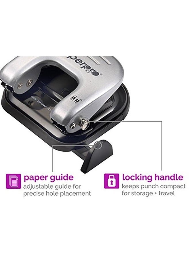 PaperPro 2-Hole Puncher Silver/Black  - Image 3