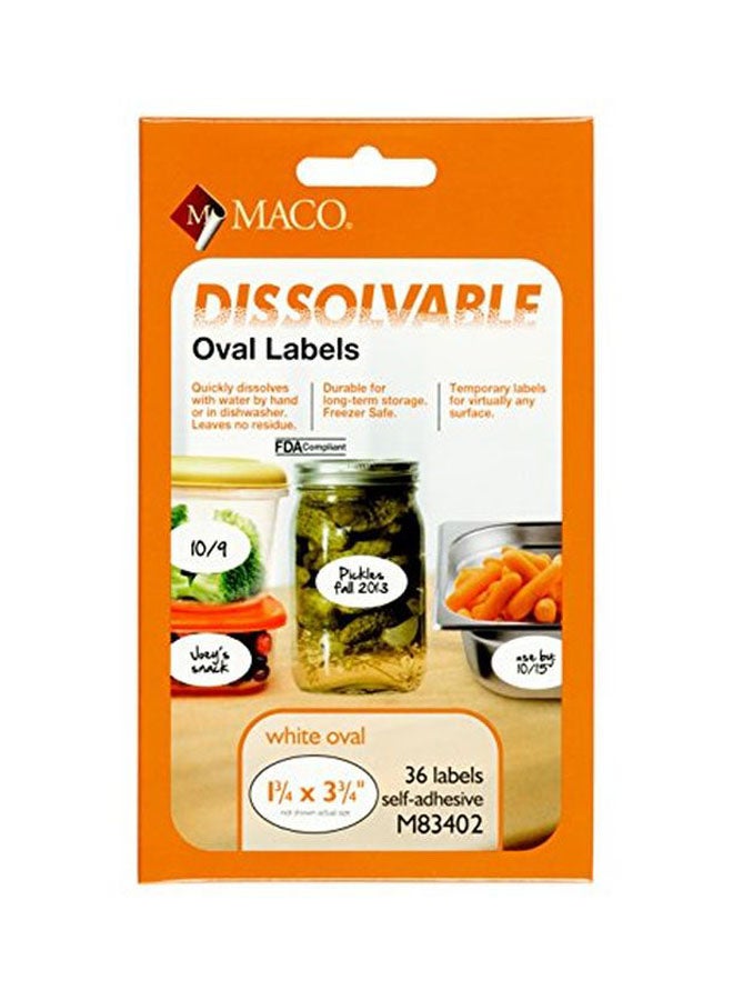 Maco 36-Piece Dissolvable Rectangle Labels White - Image 1